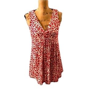 Cute red and white floral maternity tank top